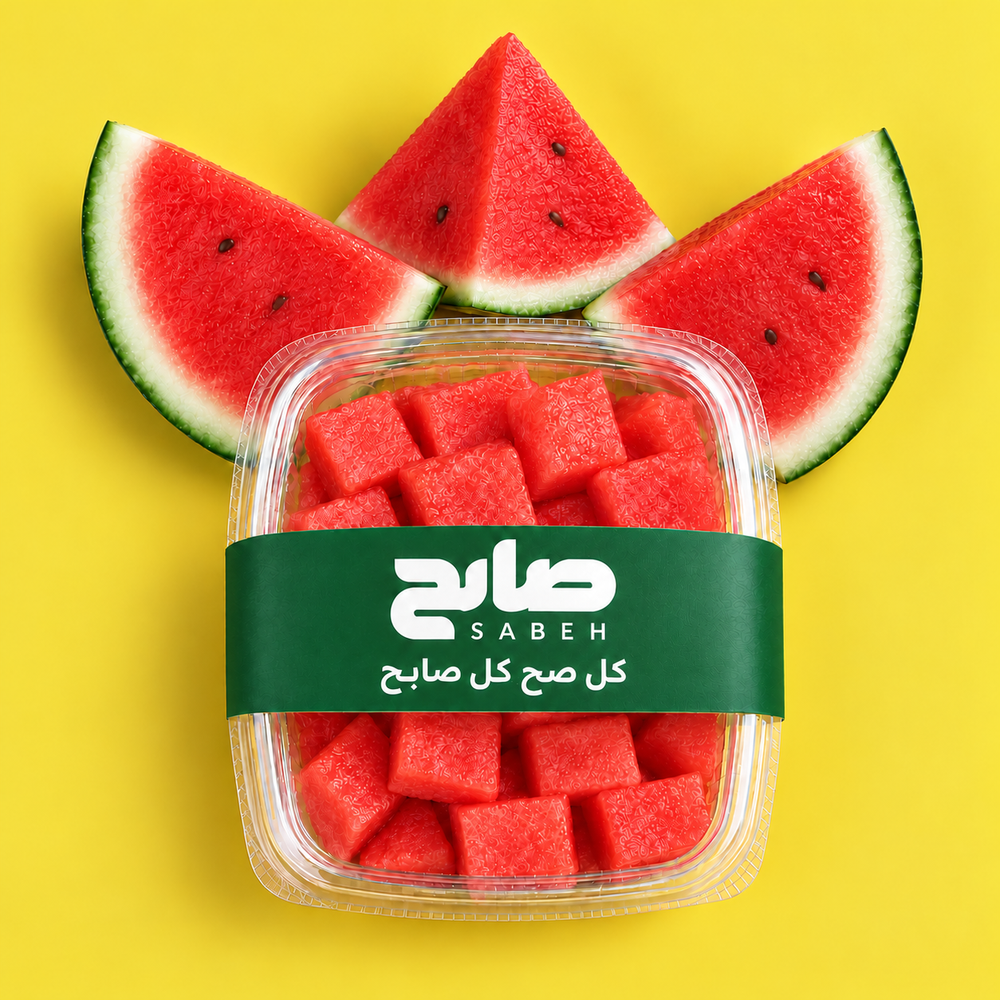 بطيخ متقطع بدون بذر بنسبة %٨٥ (وزن صافي بعد التقشير)